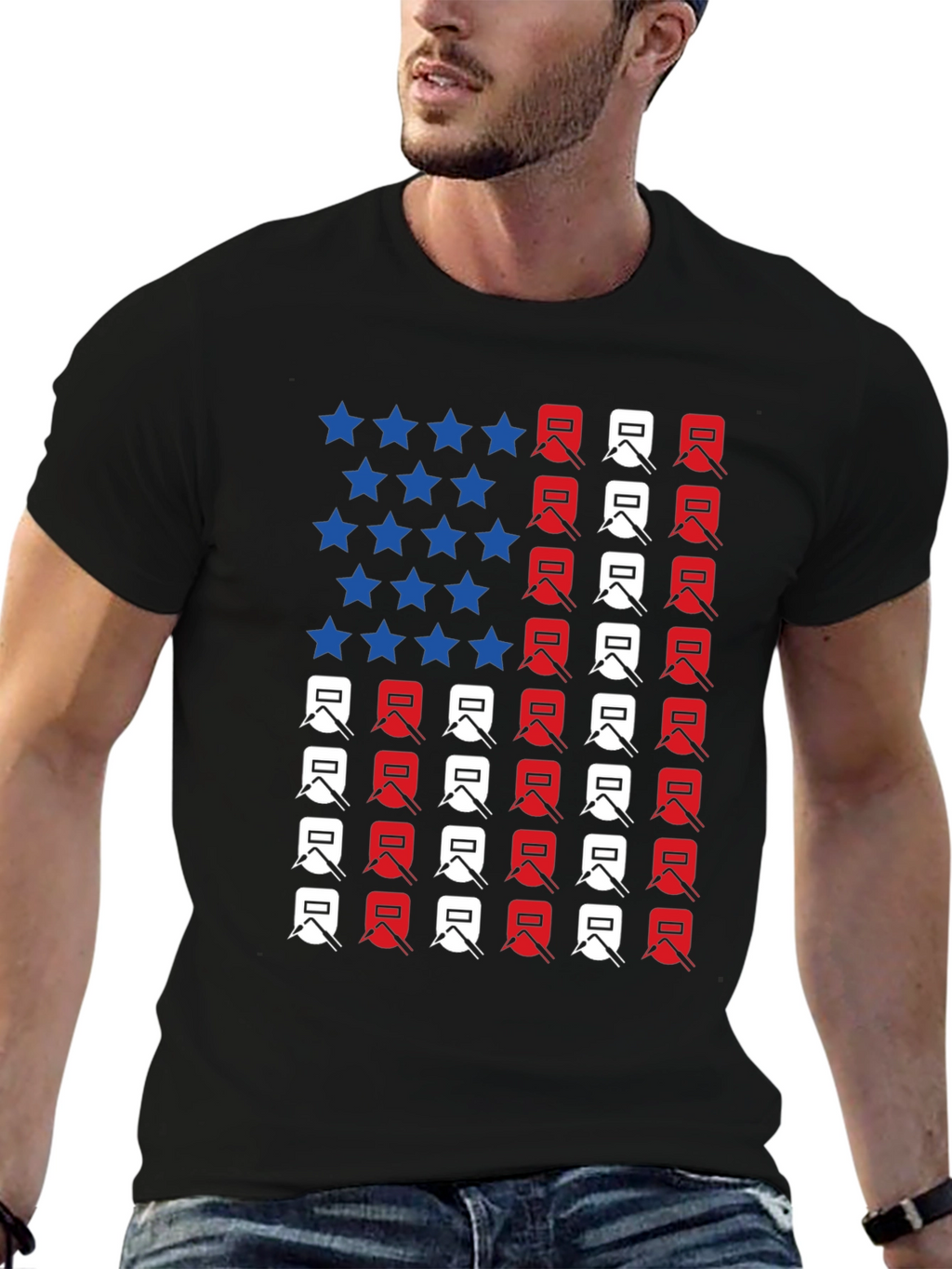 Welder American Flag Graphic T-Shirt