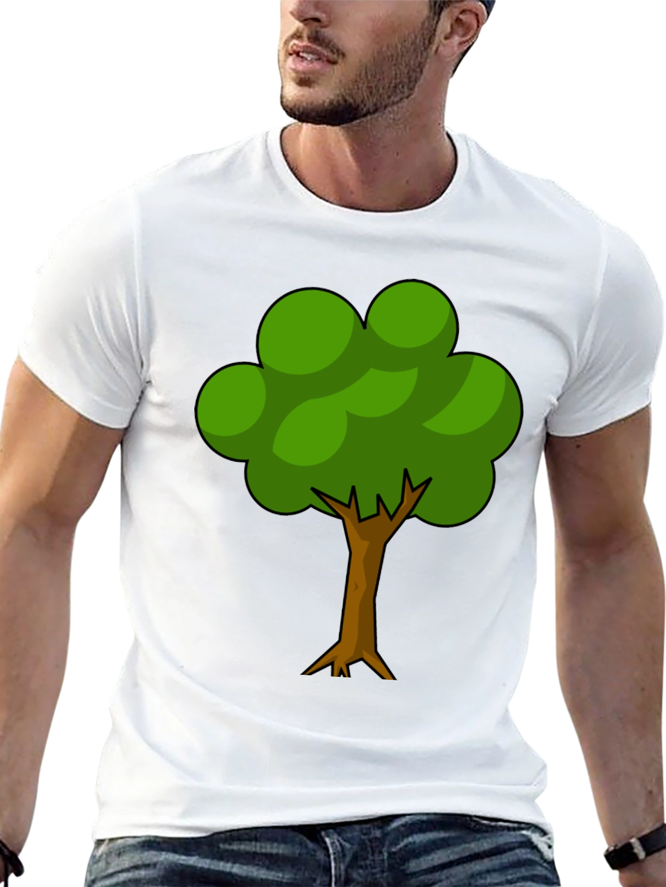Cartoon Tree Graphic Black T-Shirt - Nature Lover Tee