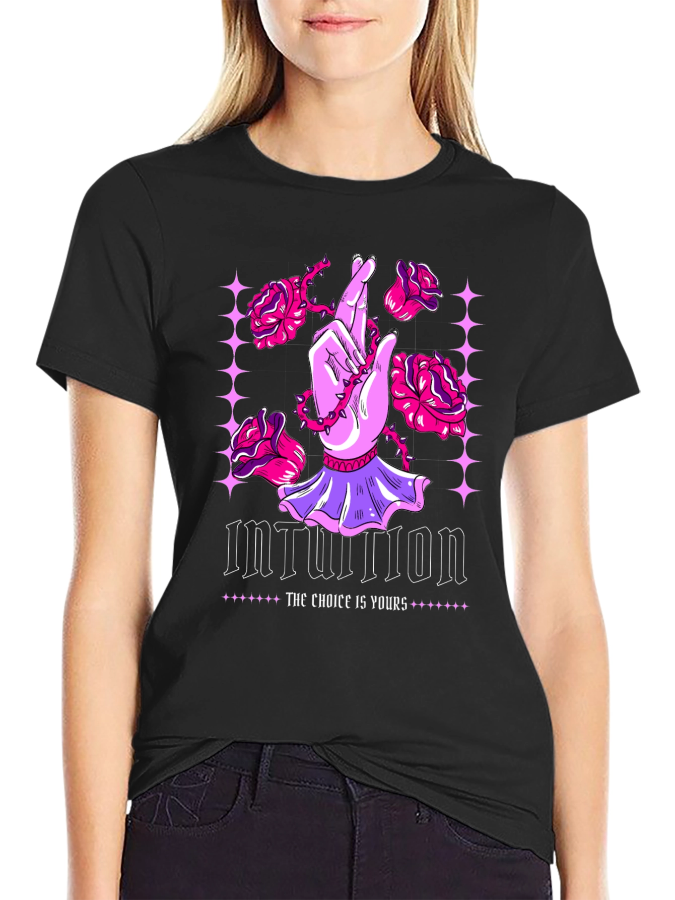 Intuition Graphic Print Crew Neck Tee