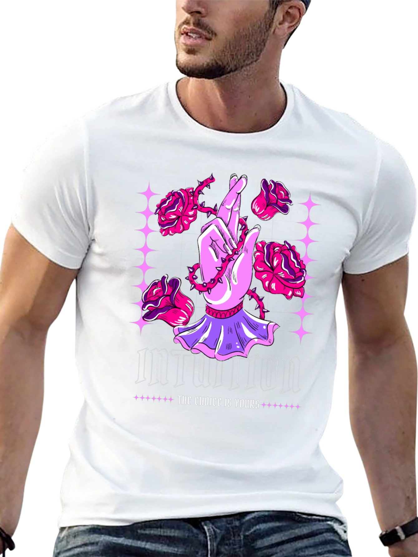 Intuition Graphic Print Crew Neck Tee
