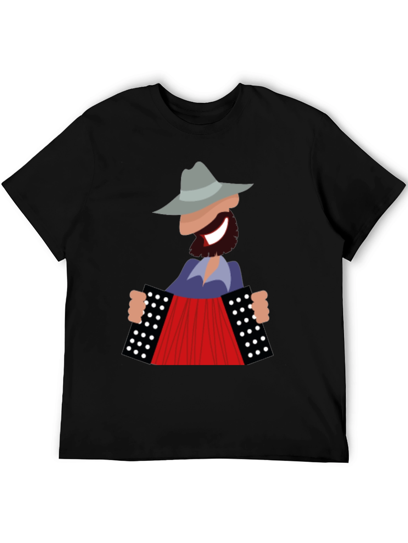 Accordion Player Graphic T-Shirt - Novelty Musician Tee