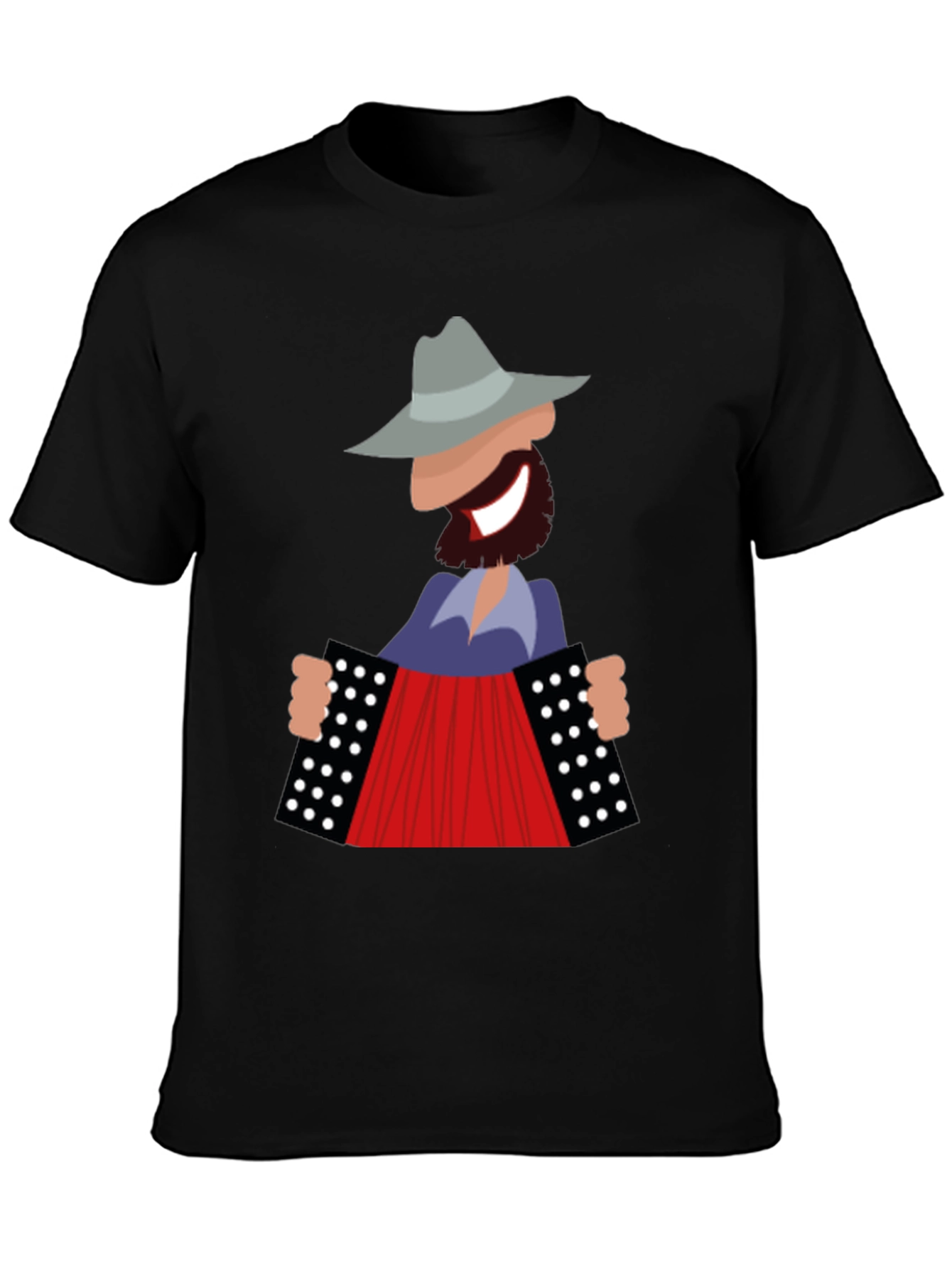 Accordion Player Graphic T-Shirt - Novelty Musician Tee