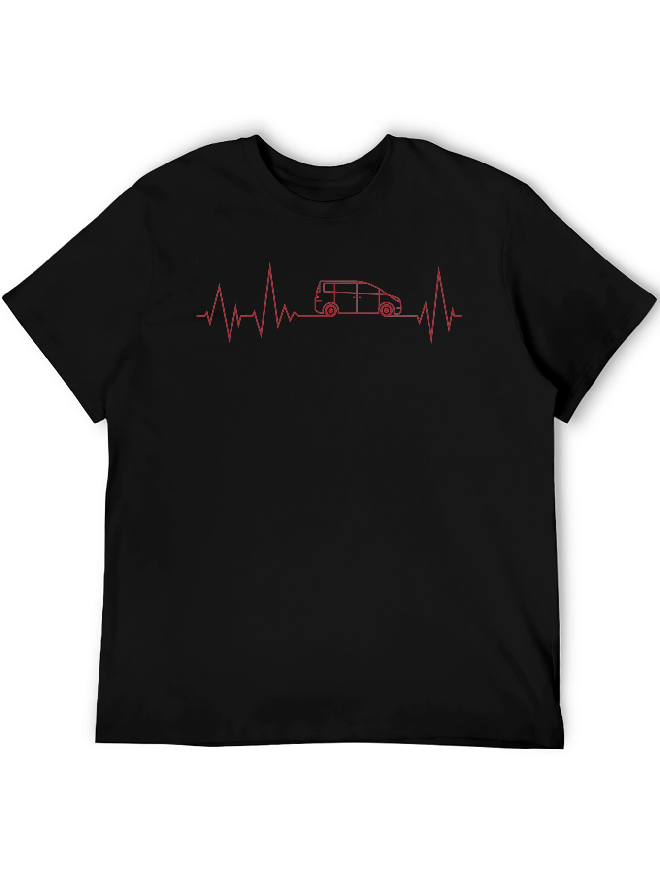 Van Life Heartbeat T-Shirt - Black Crew Neck