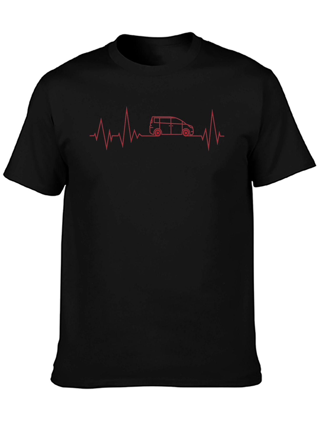 Van Life Heartbeat T-Shirt - Black Crew Neck