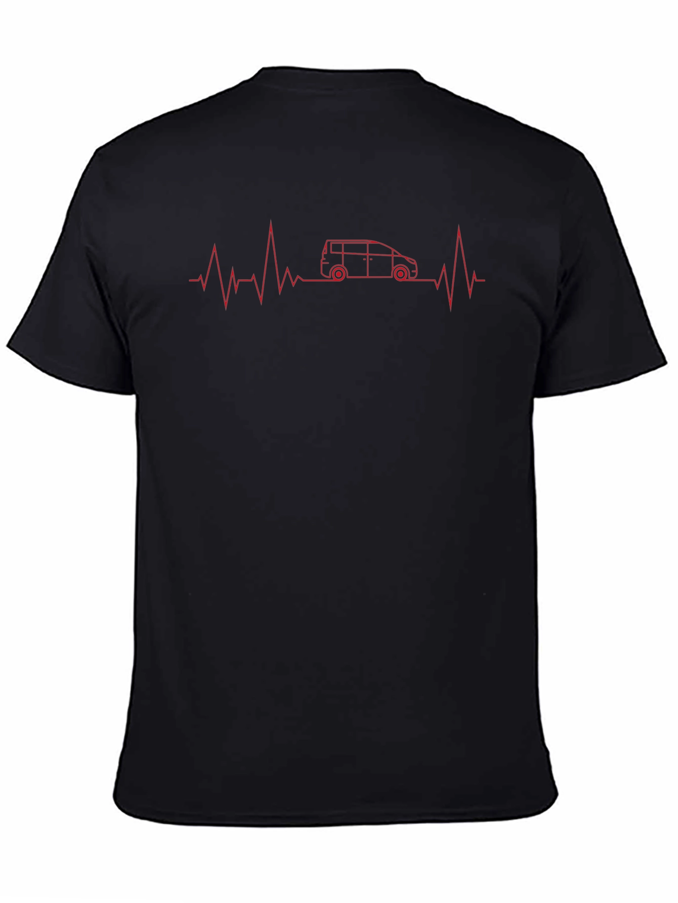 Van Life Heartbeat T-Shirt - Black Crew Neck