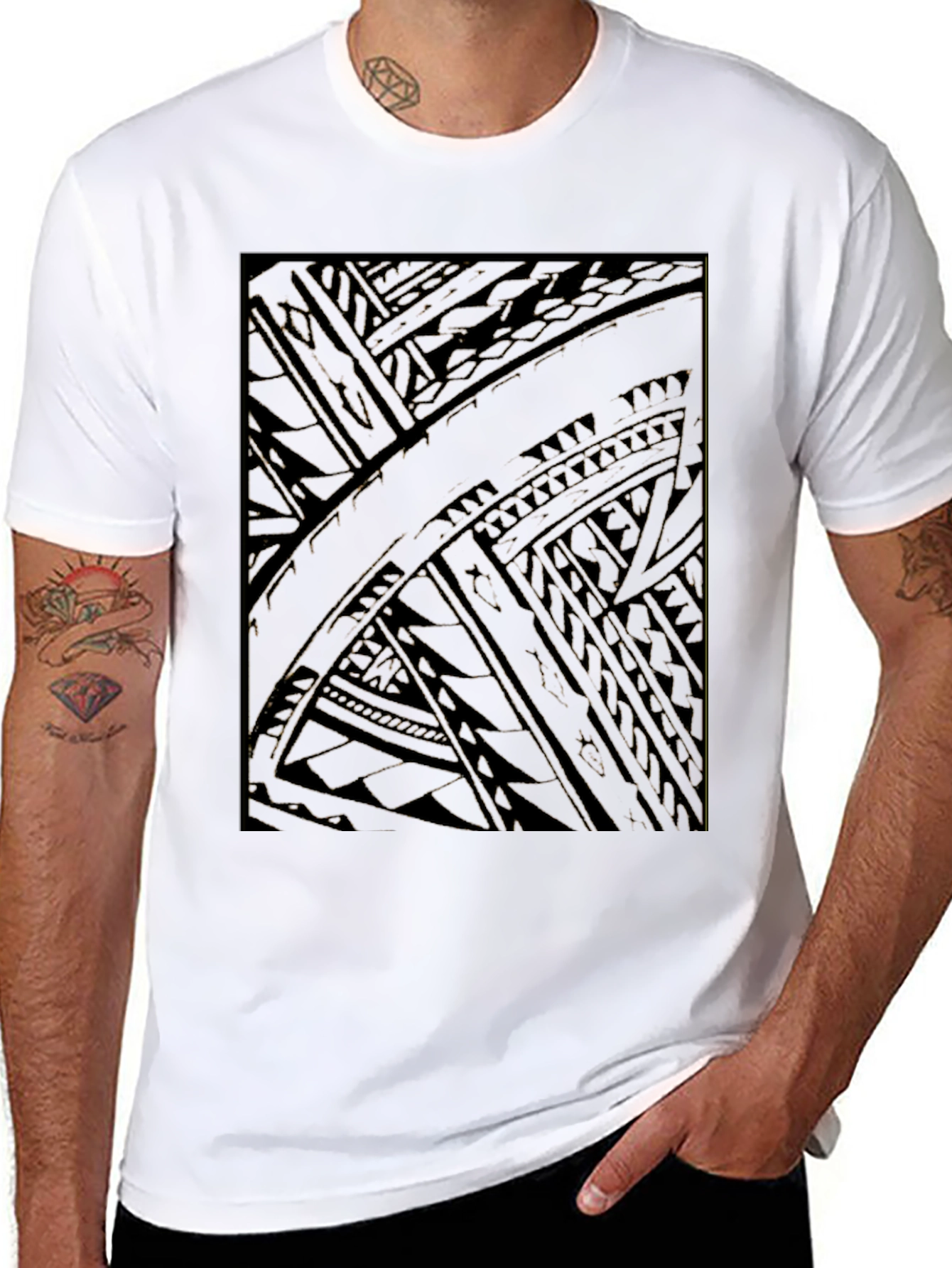 Tribal Pattern Black T-Shirt