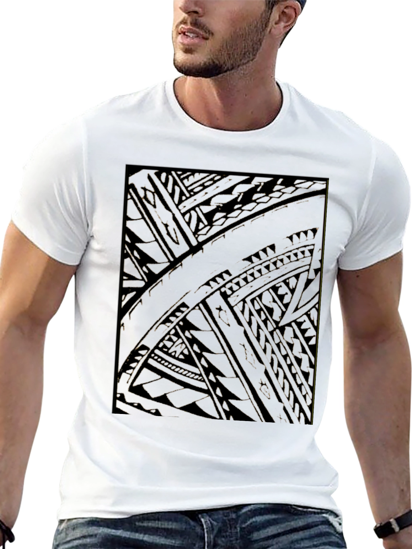Tribal Pattern Black T-Shirt