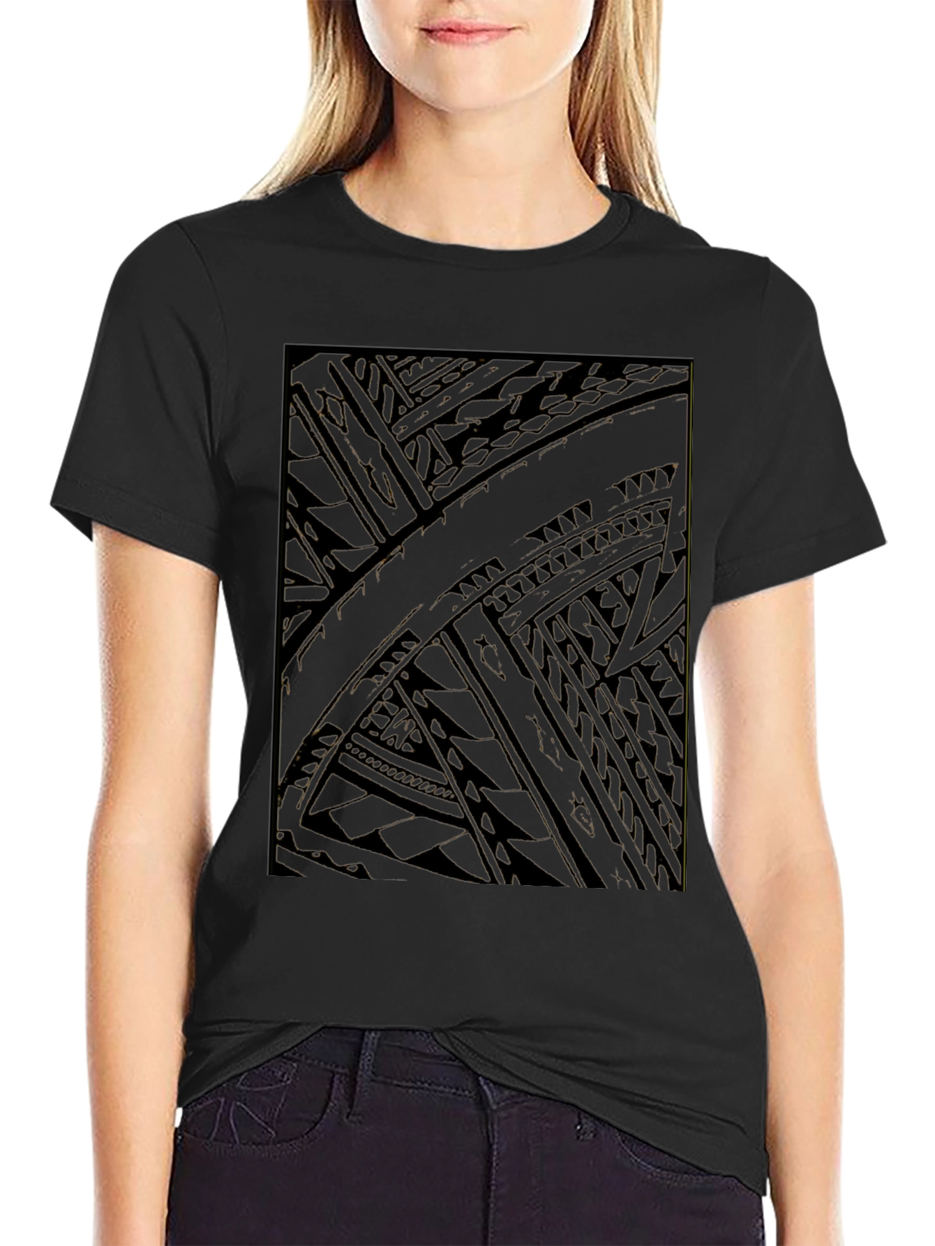 Tribal Pattern Black T-Shirt