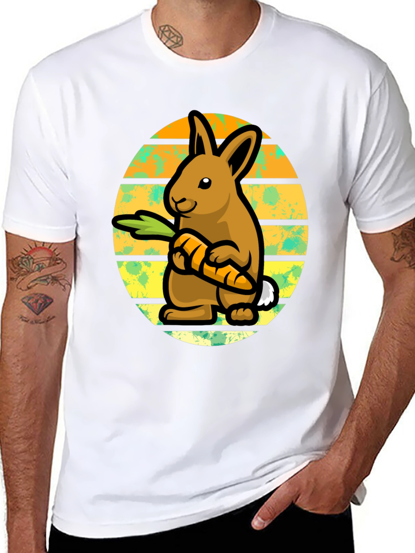 Cute Bunny Carrot Graphic T-Shirt