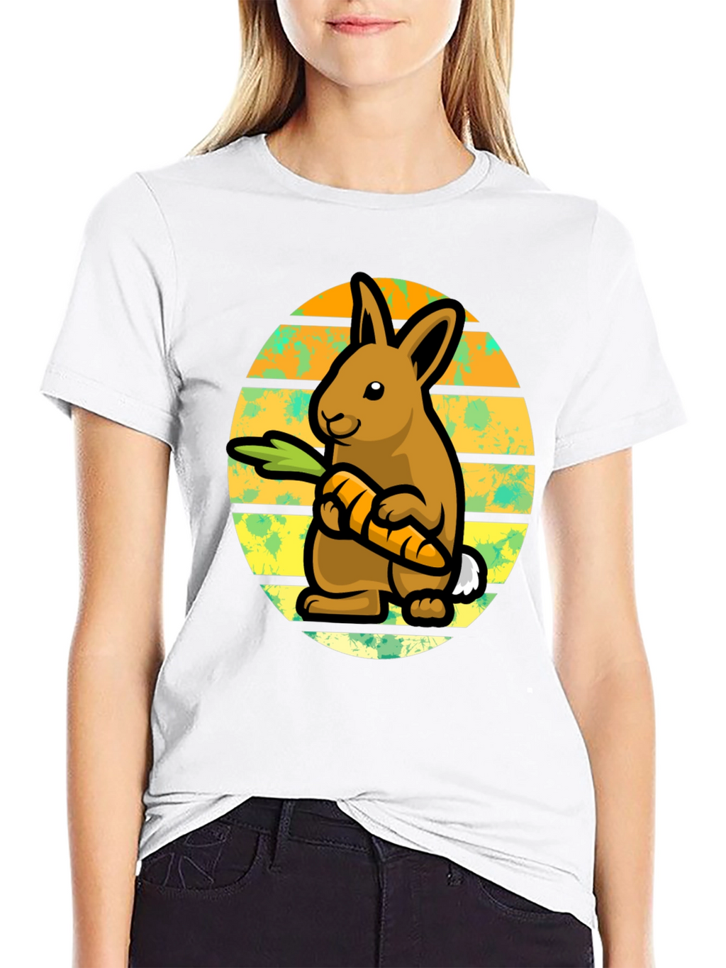 Cute Bunny Carrot Graphic T-Shirt