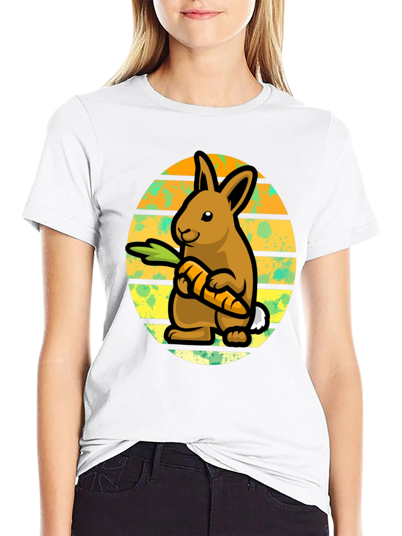 Cute Bunny Carrot Graphic T-Shirt