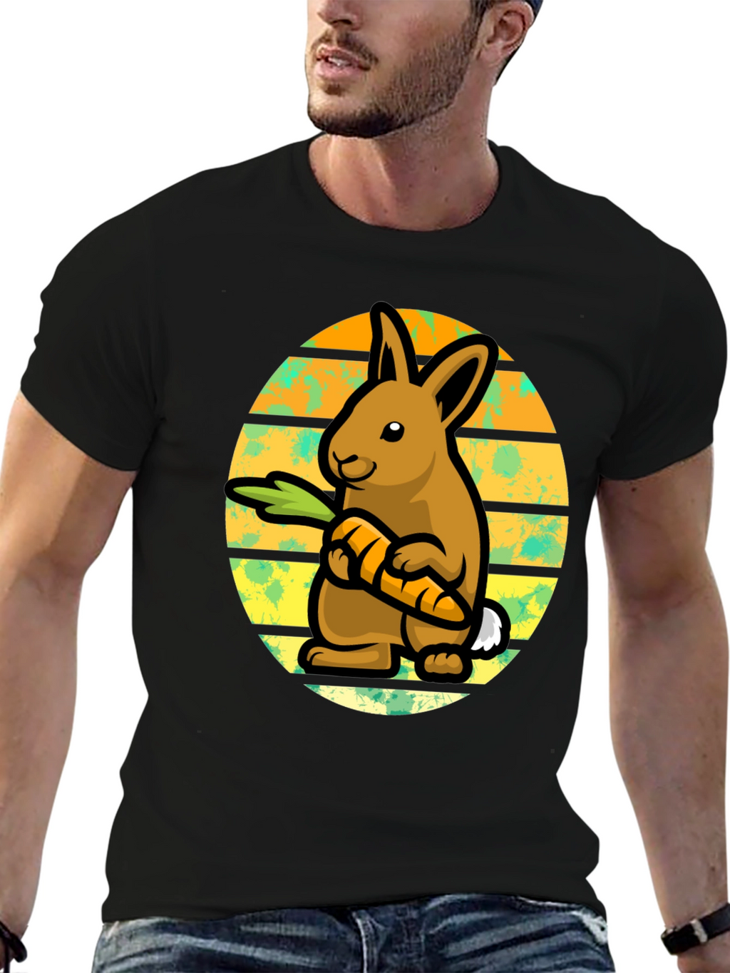 Cute Bunny Carrot Graphic T-Shirt