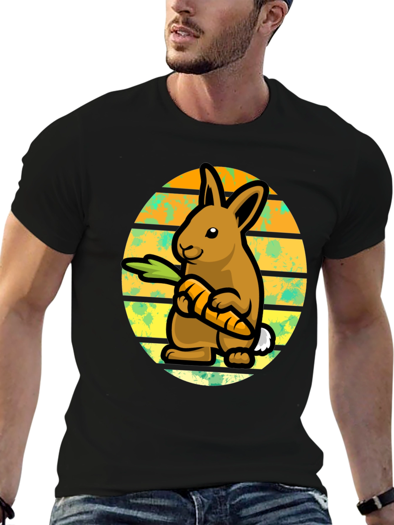 Cute Bunny Carrot Graphic T-Shirt