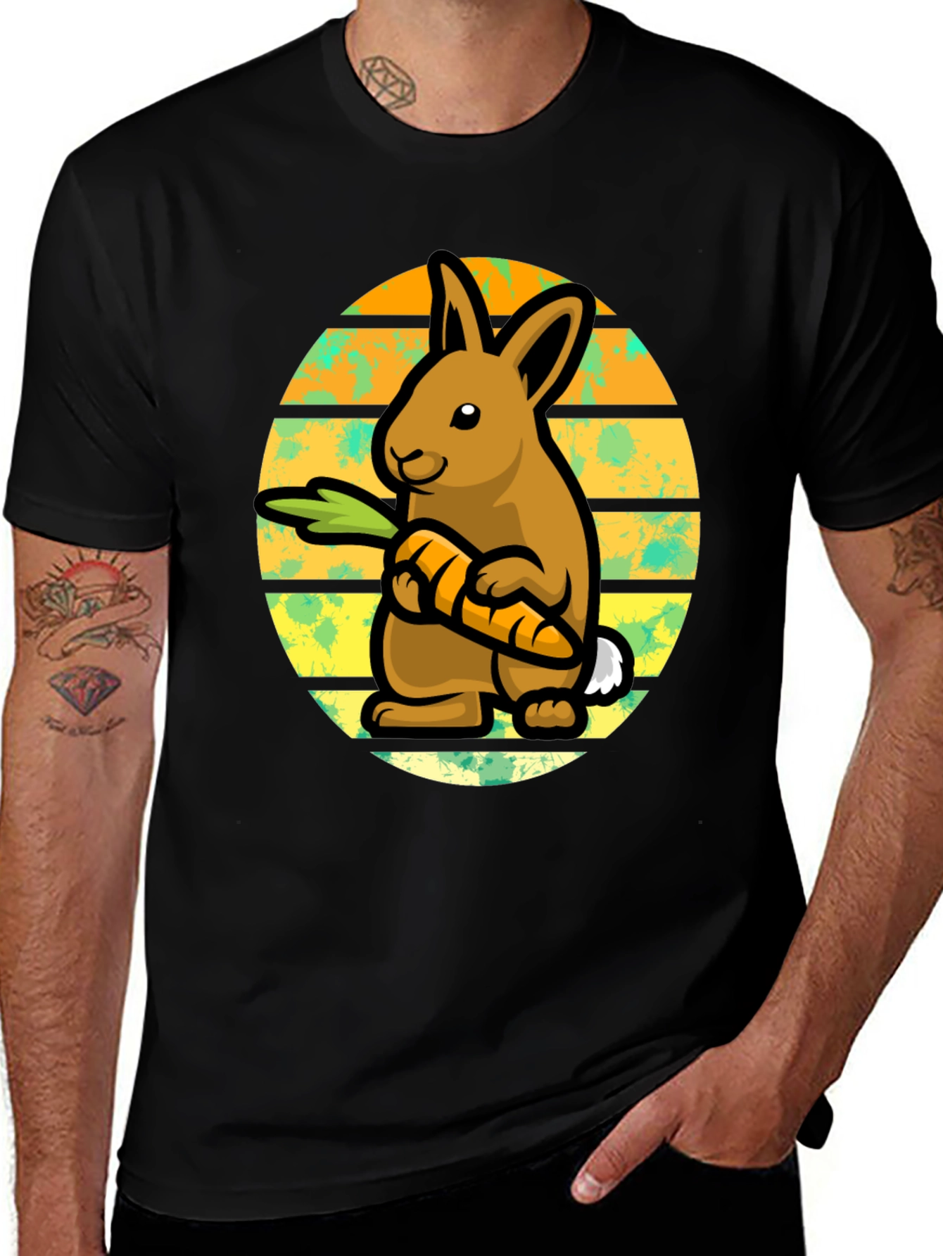 Cute Bunny Carrot Graphic T-Shirt