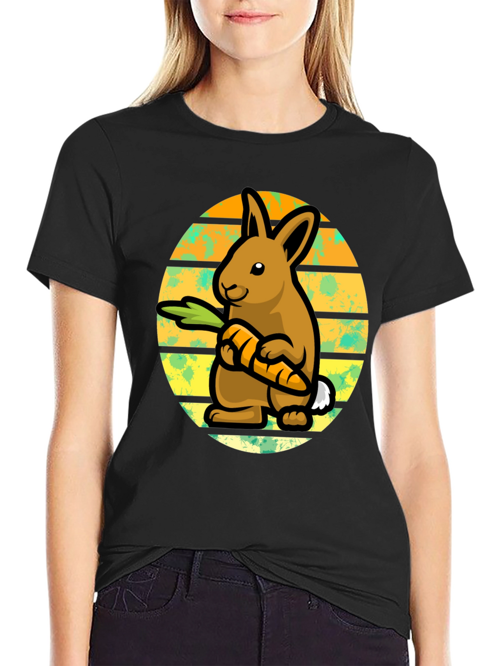 Cute Bunny Carrot Graphic T-Shirt