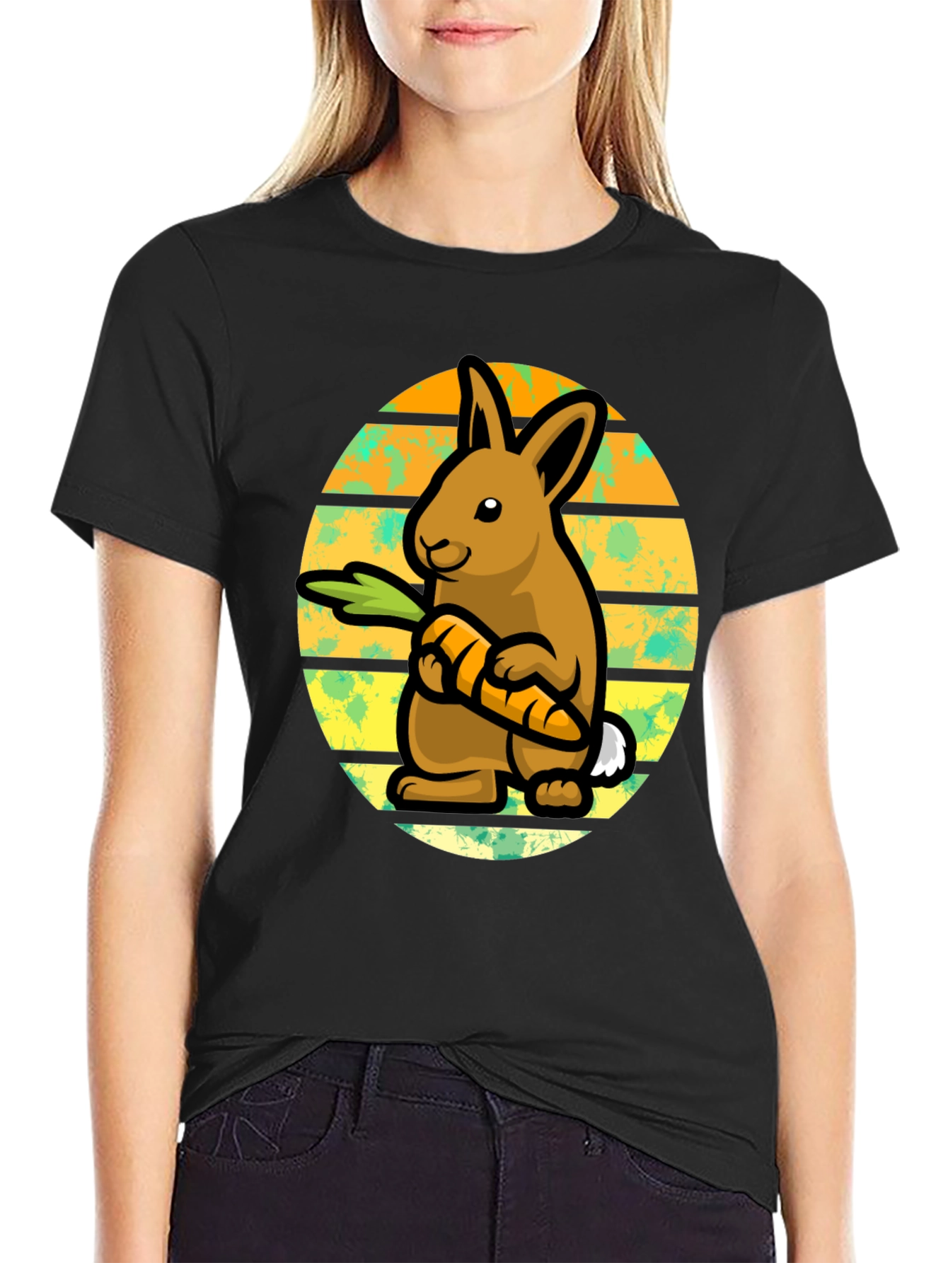 Cute Bunny Carrot Graphic T-Shirt
