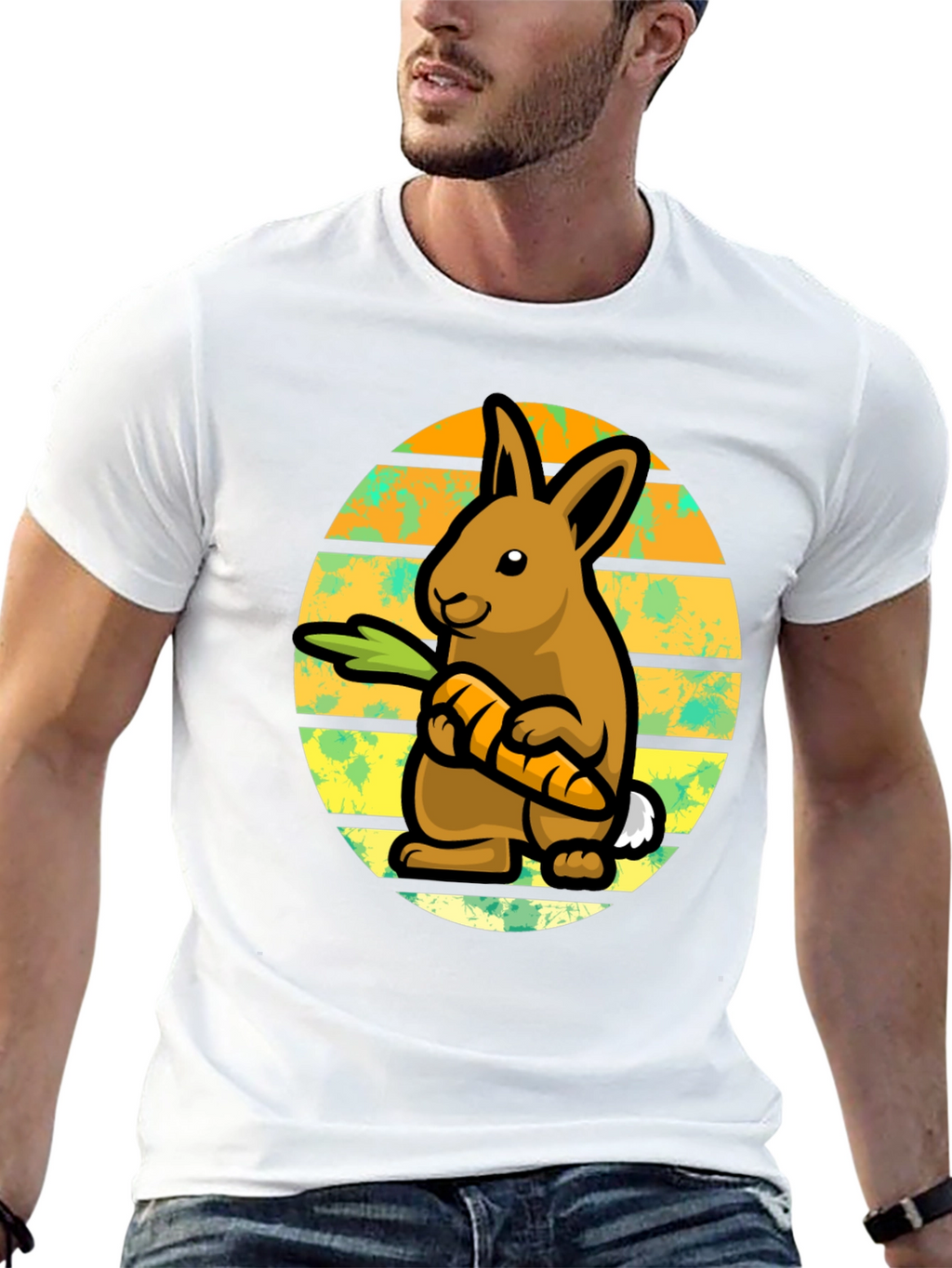 Cute Bunny Carrot Graphic T-Shirt