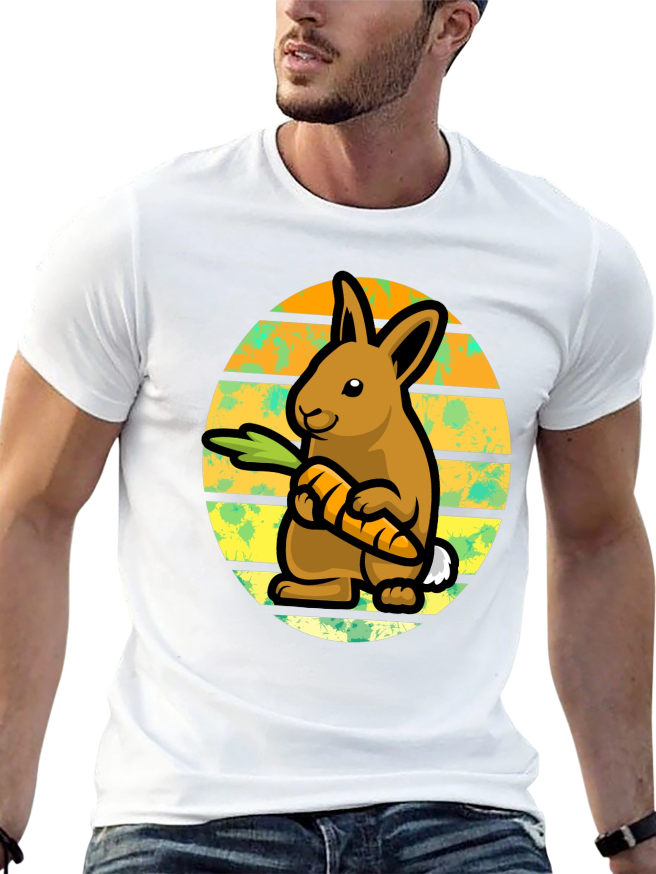 Cute Bunny Carrot Graphic T-Shirt