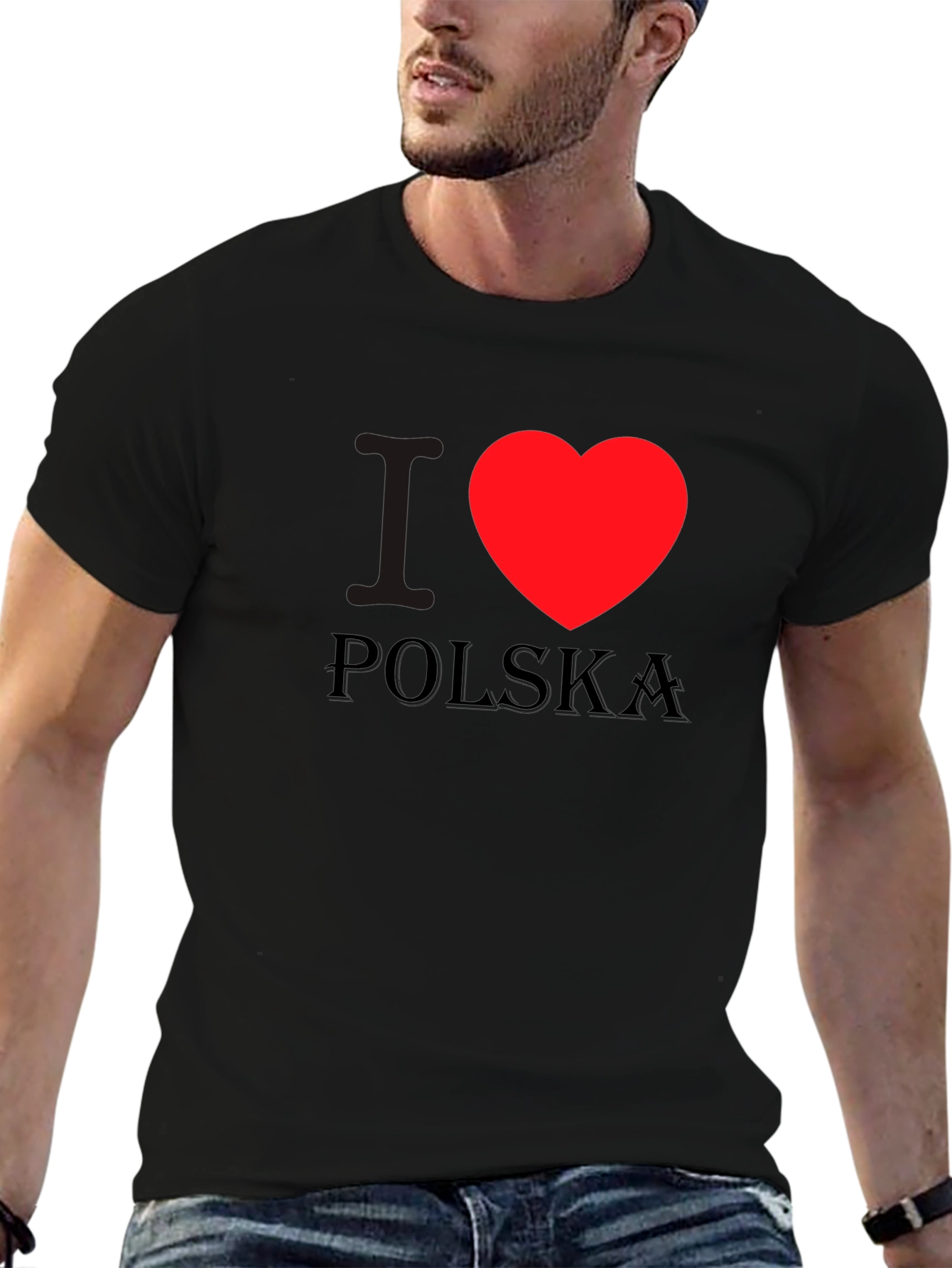 I Heart Poland T-Shirt Black Cotton Tee