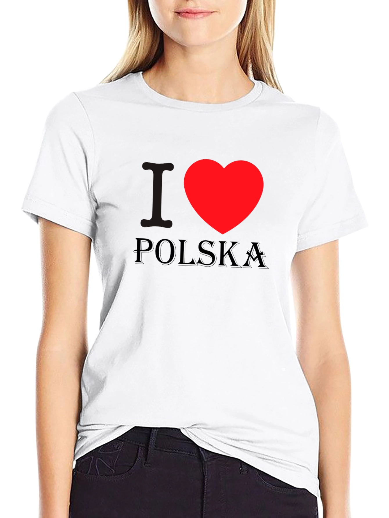 I Heart Poland T-Shirt Black Cotton Tee