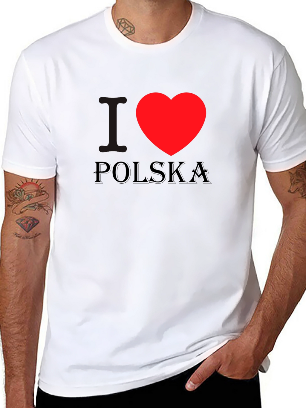 I Heart Poland T-Shirt Black Cotton Tee