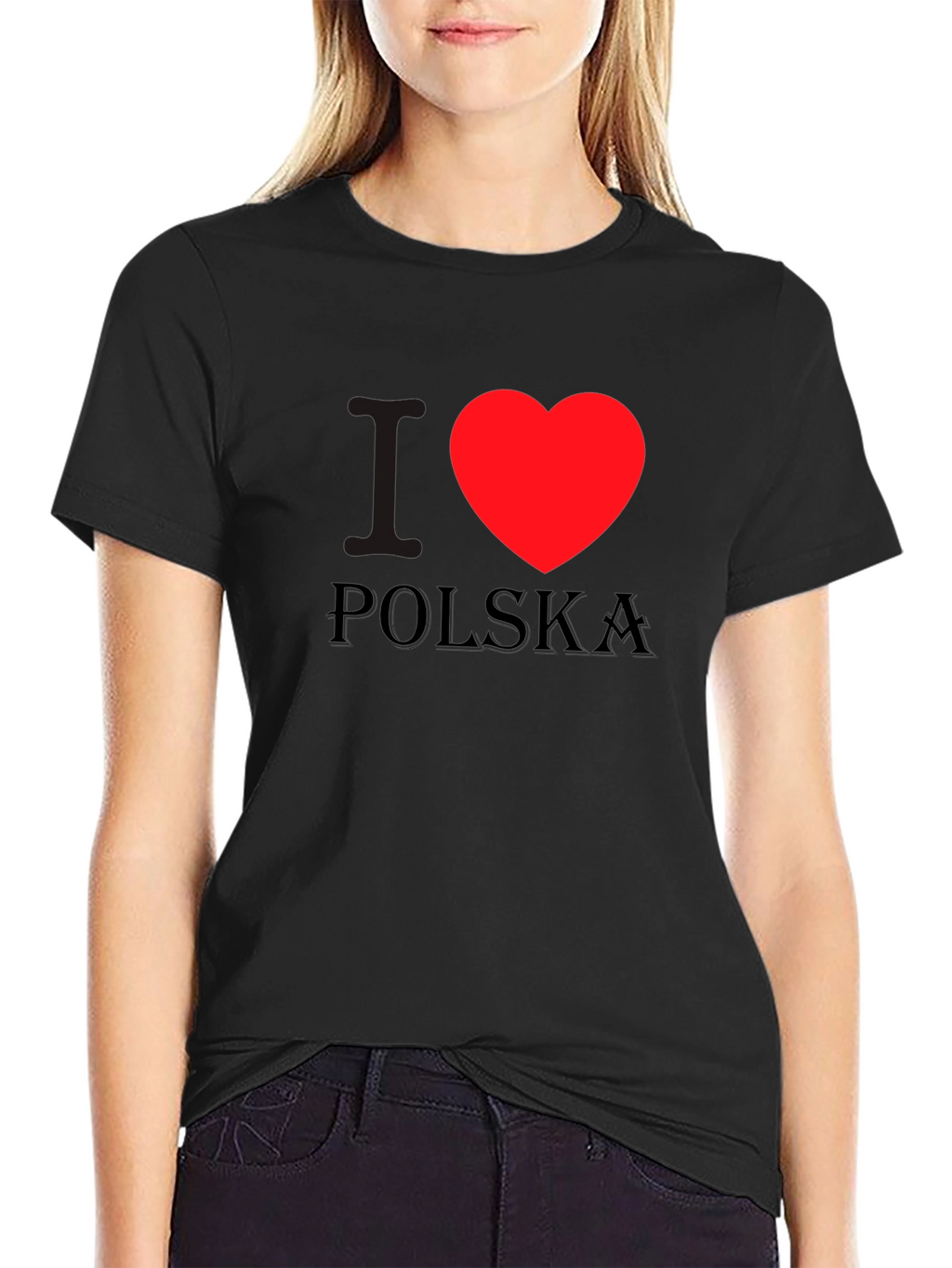 I Heart Poland T-Shirt Black Cotton Tee
