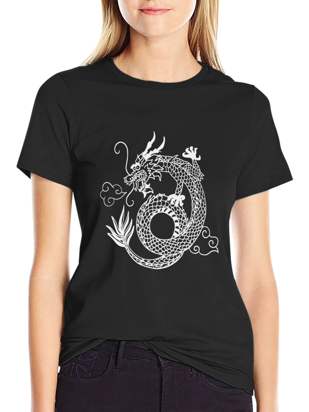Dragon Graphic Print Crew Neck Tee
