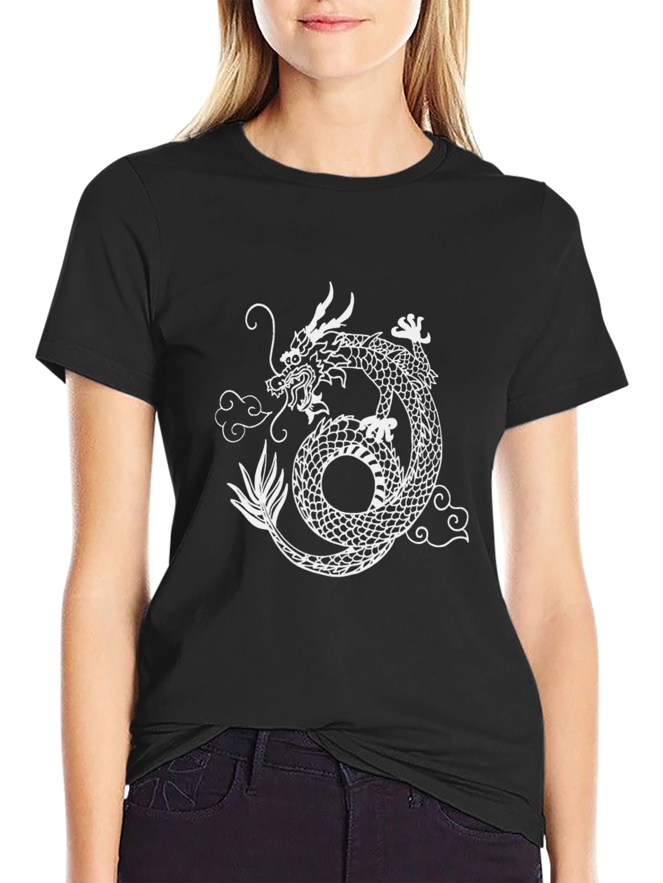 Dragon Graphic Print Crew Neck Tee