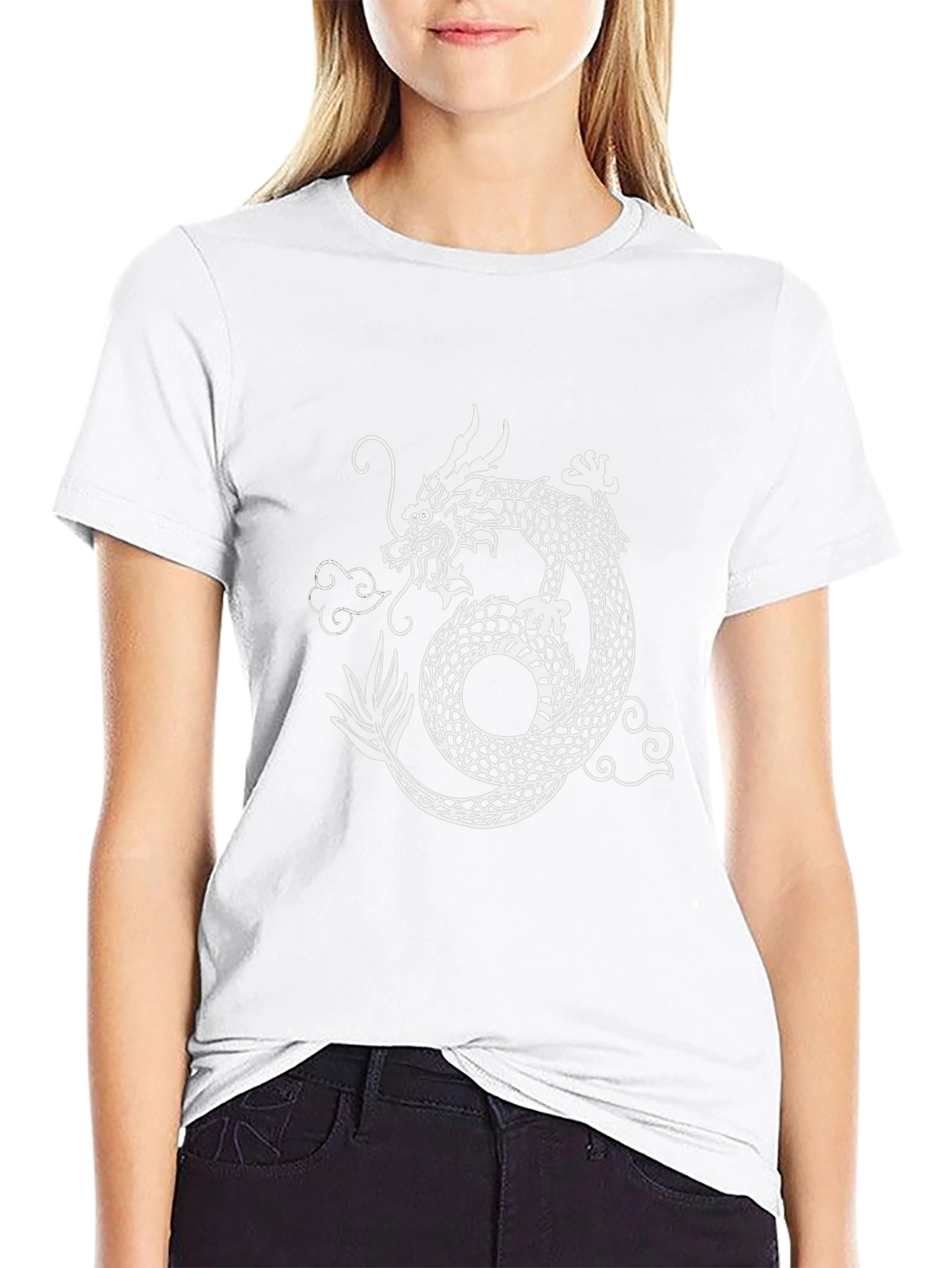 Dragon Graphic Print Crew Neck Tee