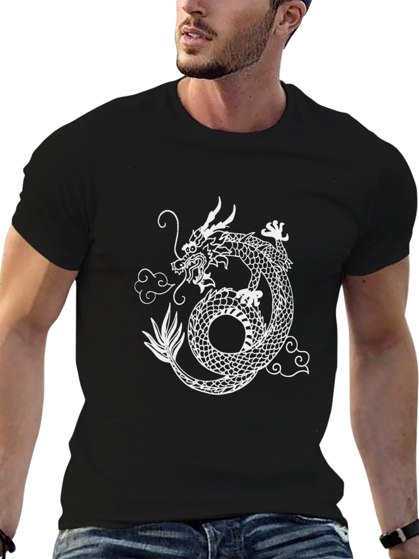 Dragon Graphic Print Crew Neck Tee