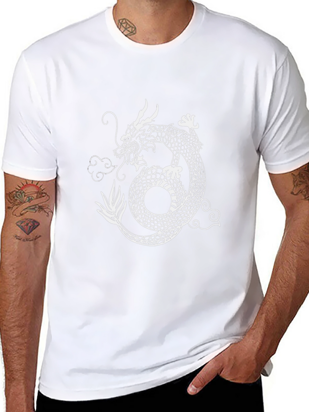 Dragon Graphic Print Crew Neck Tee