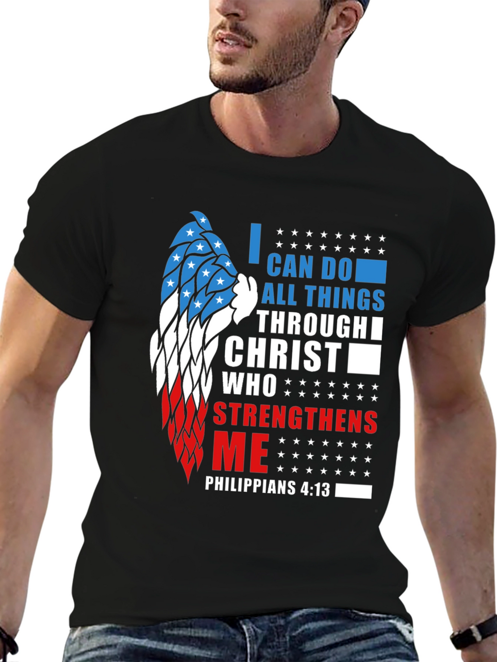 Patriotic Christian T-Shirt: Philippians 4:13