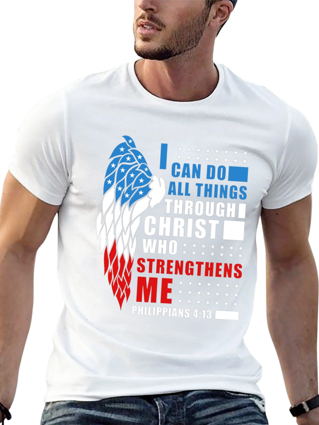 Patriotic Christian T-Shirt: Philippians 4:13