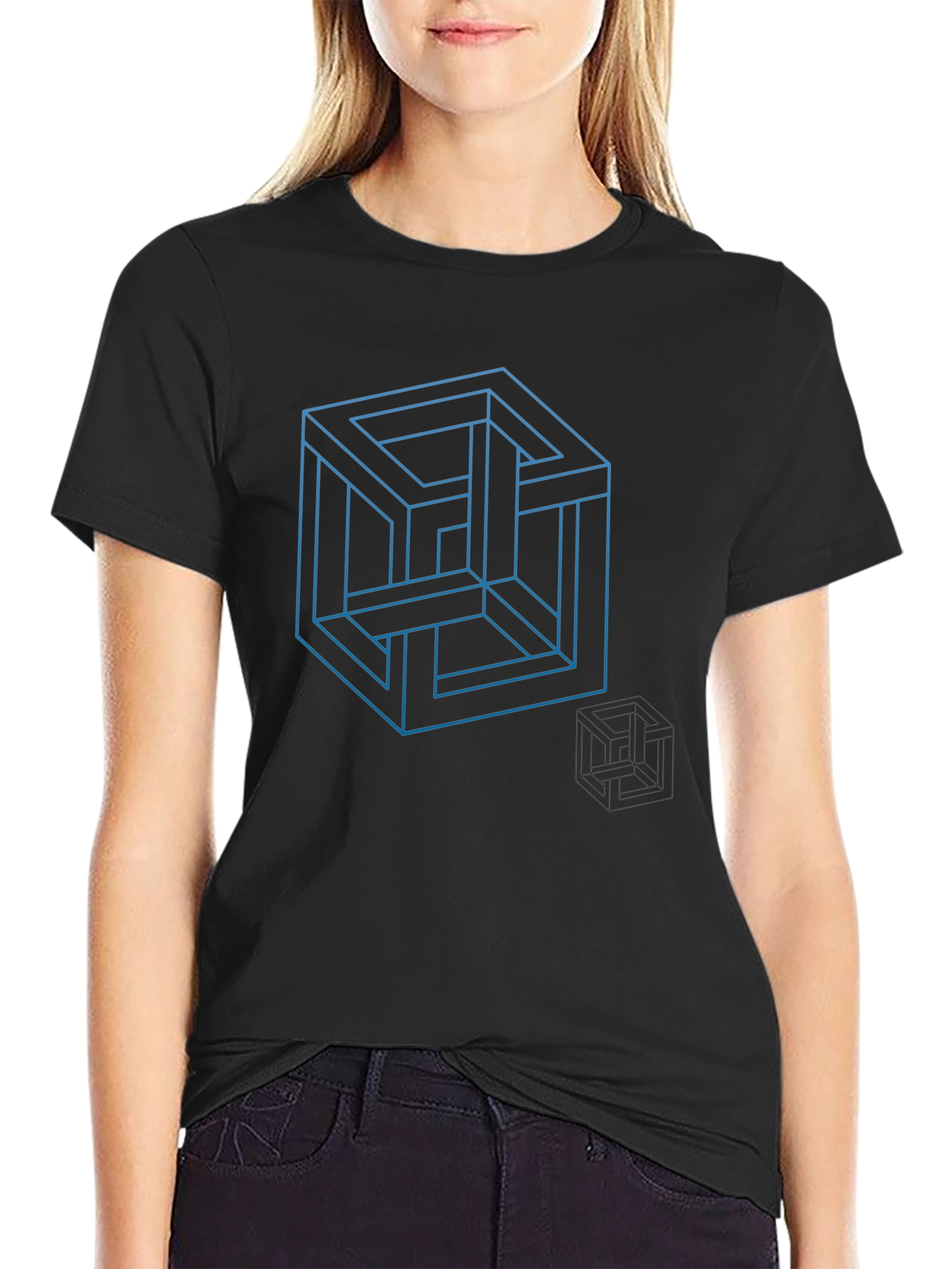 Optical Illusion Cube Graphic T-Shirt