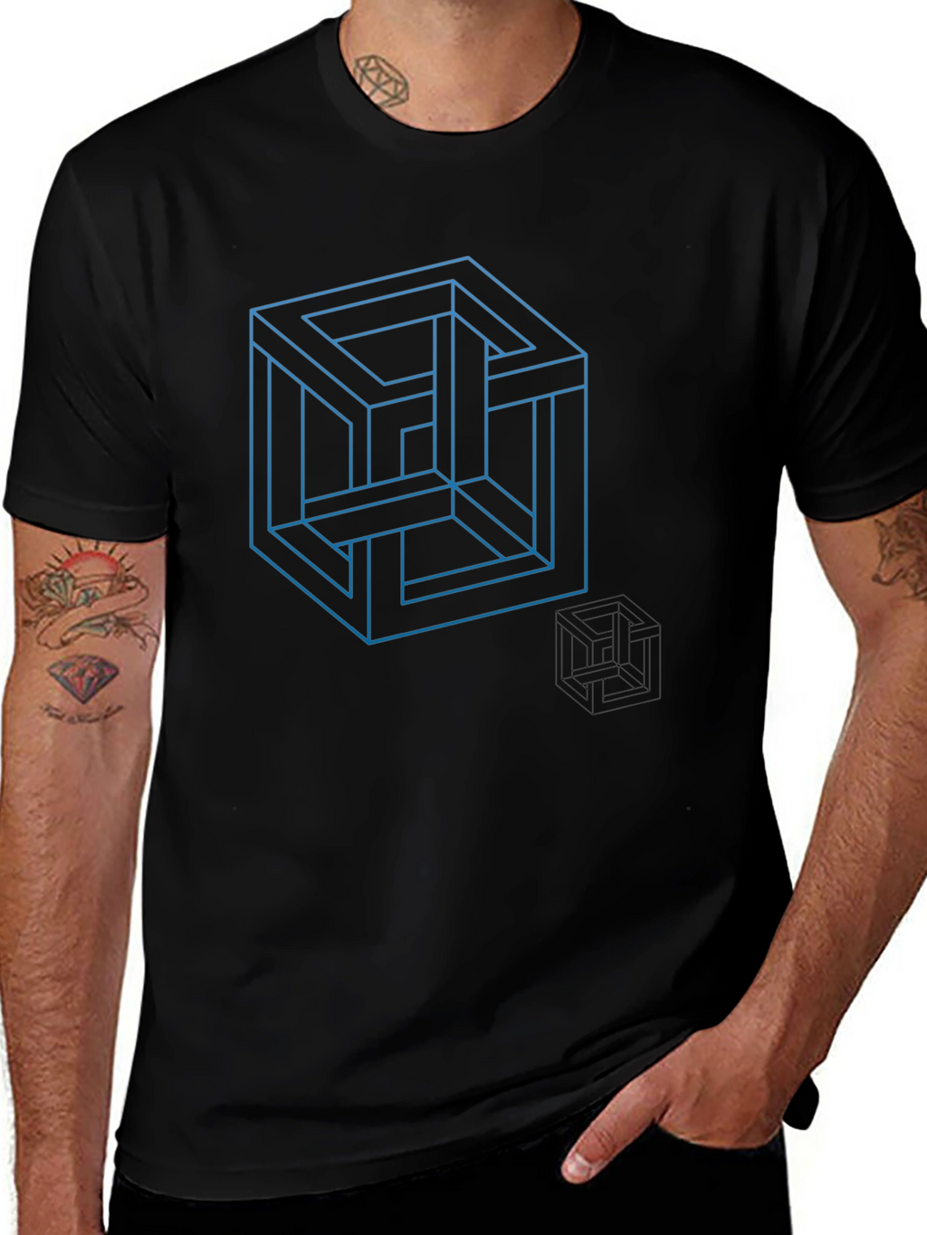 Optical Illusion Cube Graphic T-Shirt