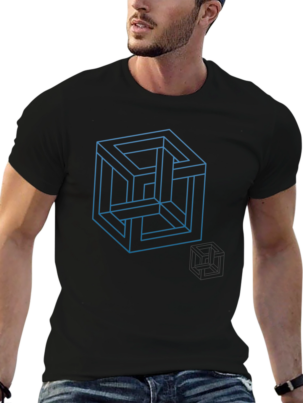 Optical Illusion Cube Graphic T-Shirt