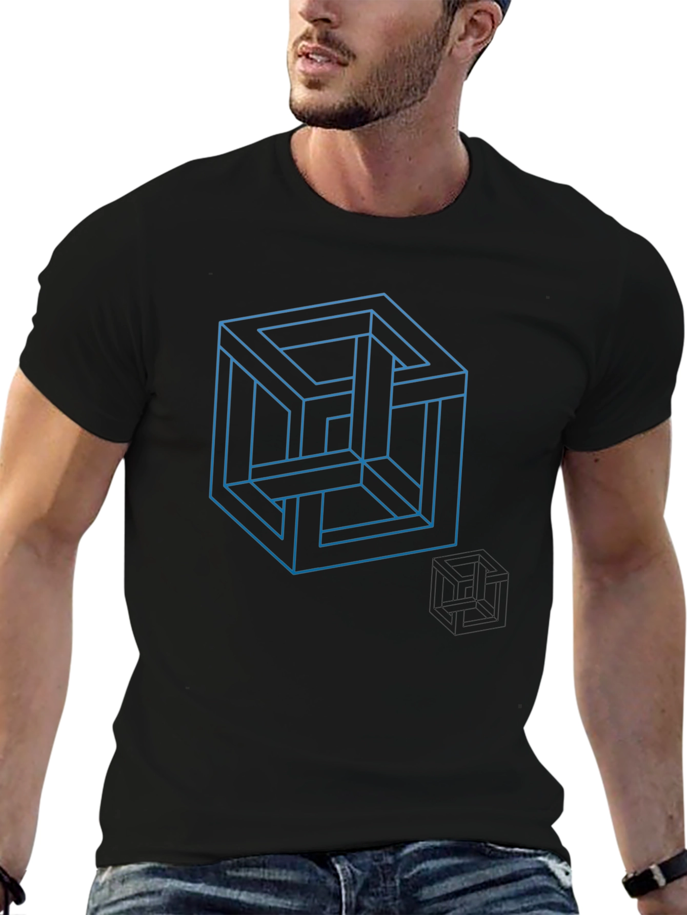 Optical Illusion Cube Graphic T-Shirt