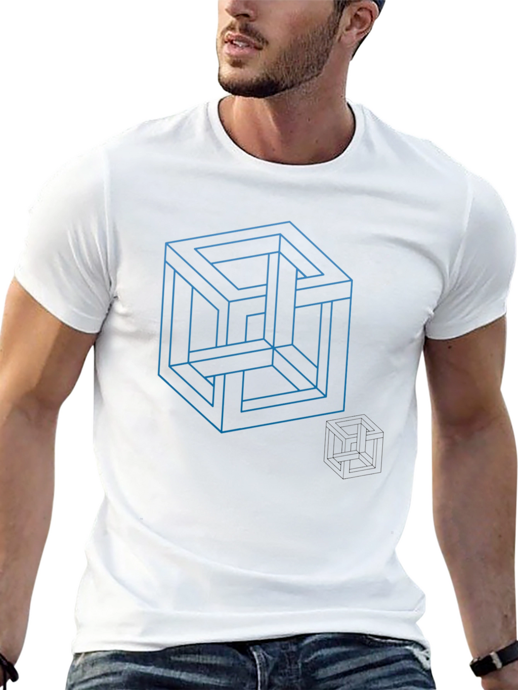 Optical Illusion Cube Graphic T-Shirt