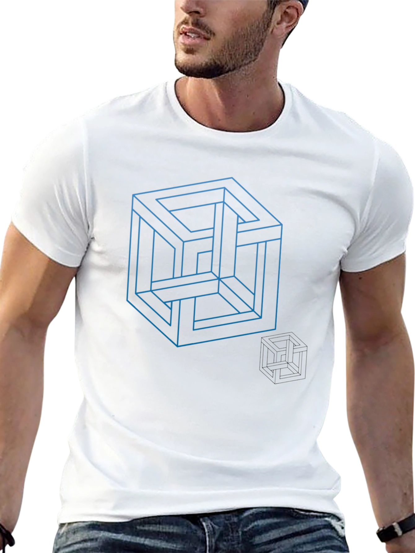 Optical Illusion Cube Graphic T-Shirt