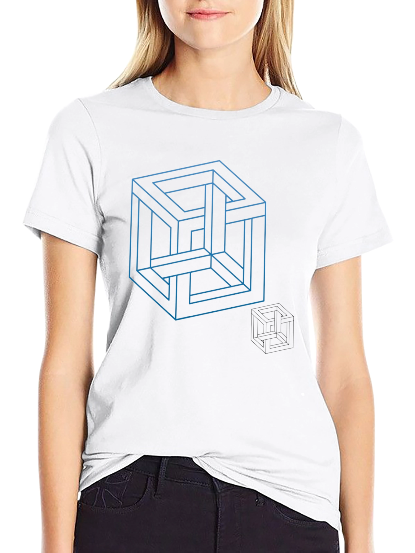 Optical Illusion Cube Graphic T-Shirt