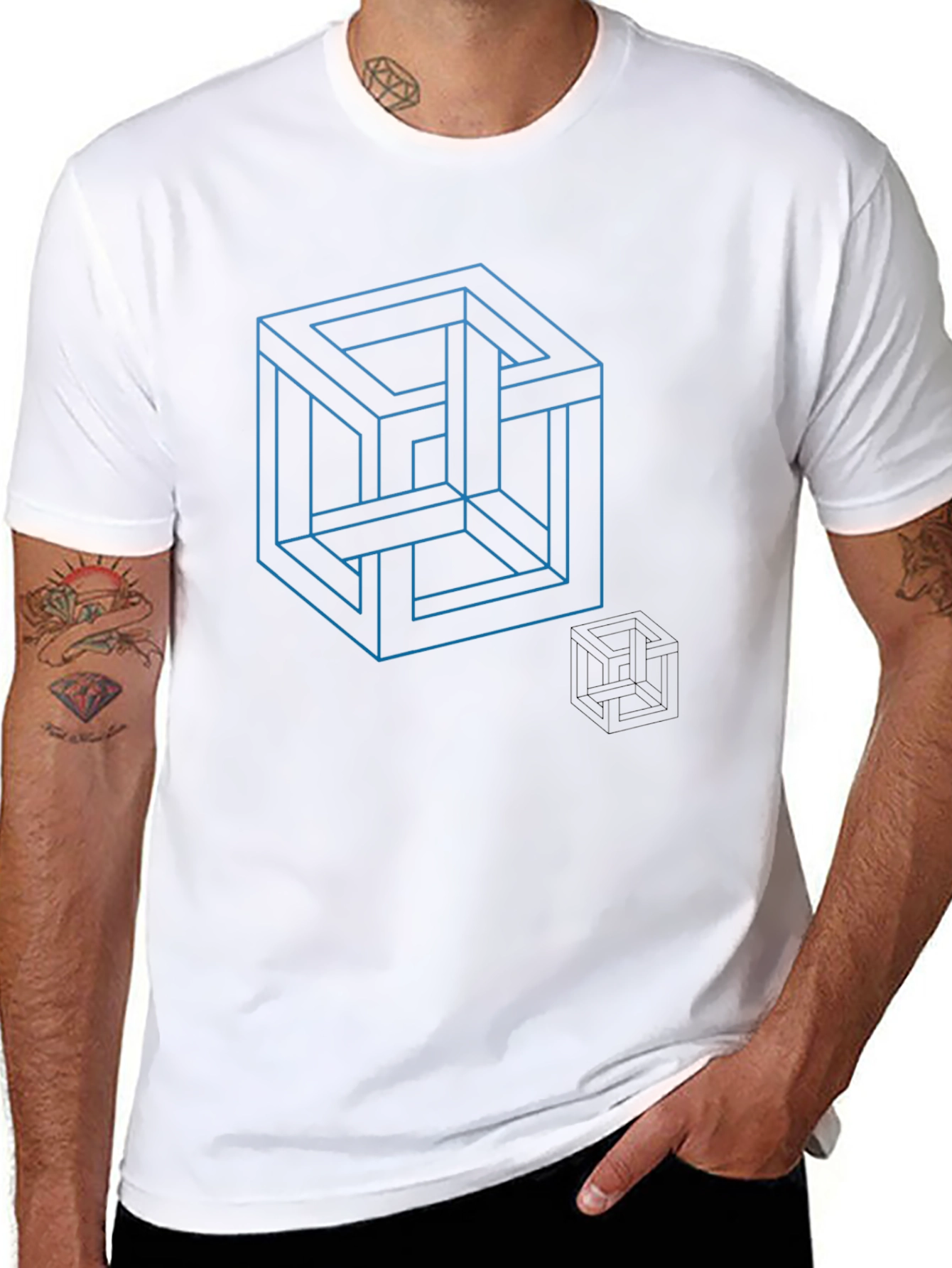 Optical Illusion Cube Graphic T-Shirt