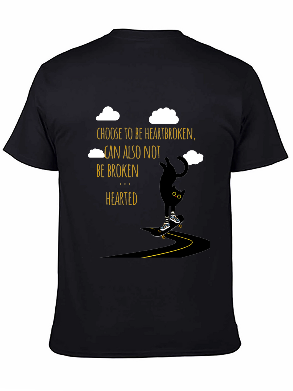 Heartbroken Cat Skateboarder Graphic Tee