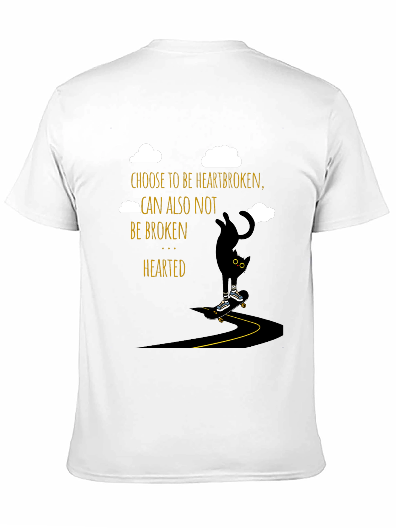 Heartbroken Cat Skateboarder Graphic Tee