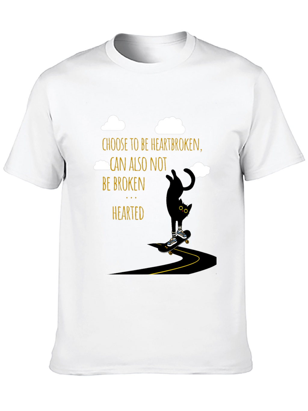 Heartbroken Cat Skateboarder Graphic Tee