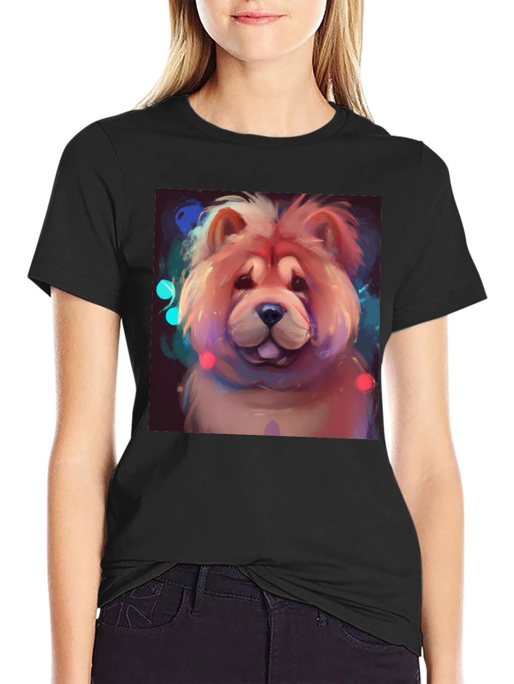 Cartoon Chow Chow Dog Graphic T-Shirt