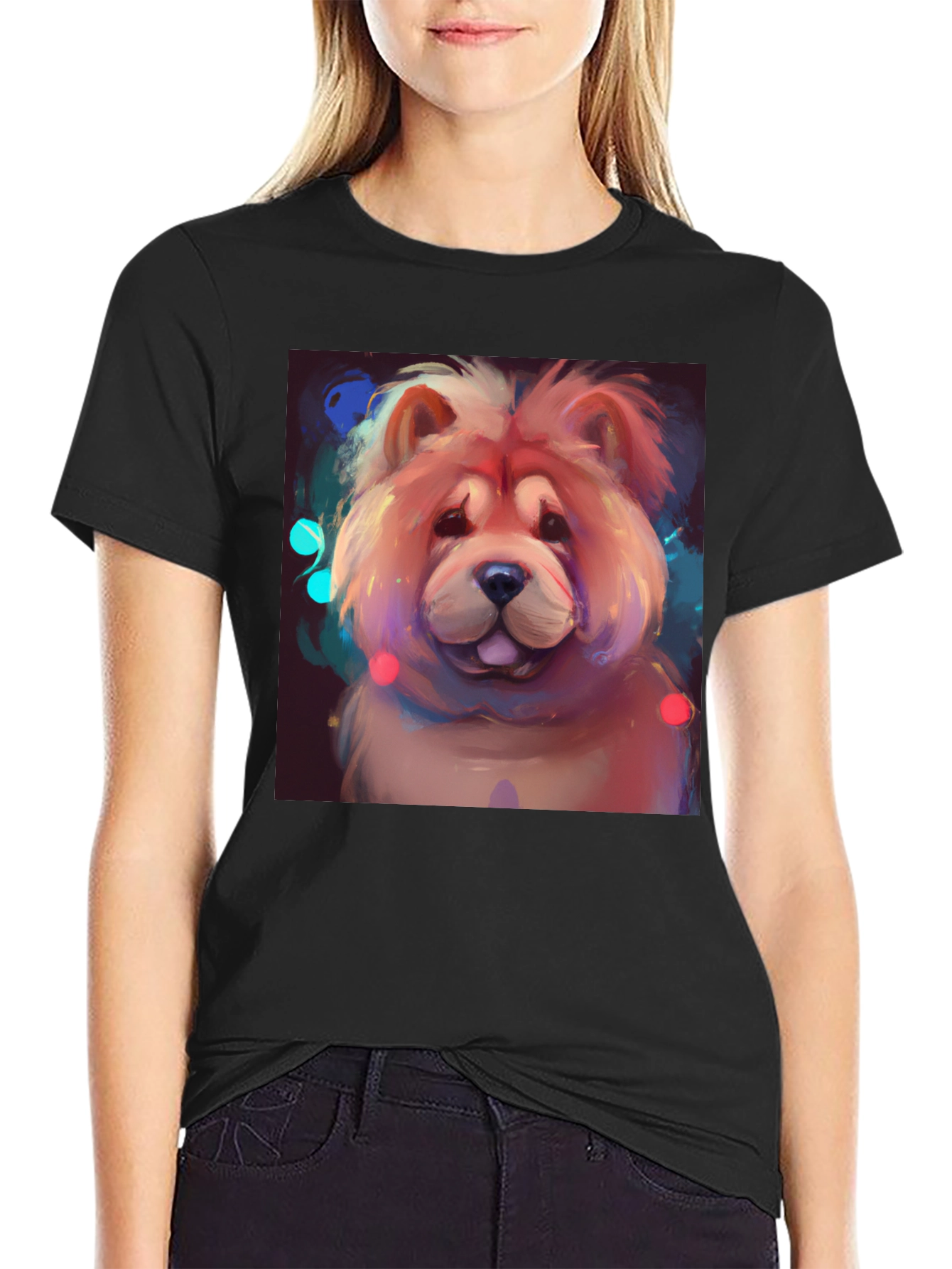 Cartoon Chow Chow Dog Graphic T-Shirt