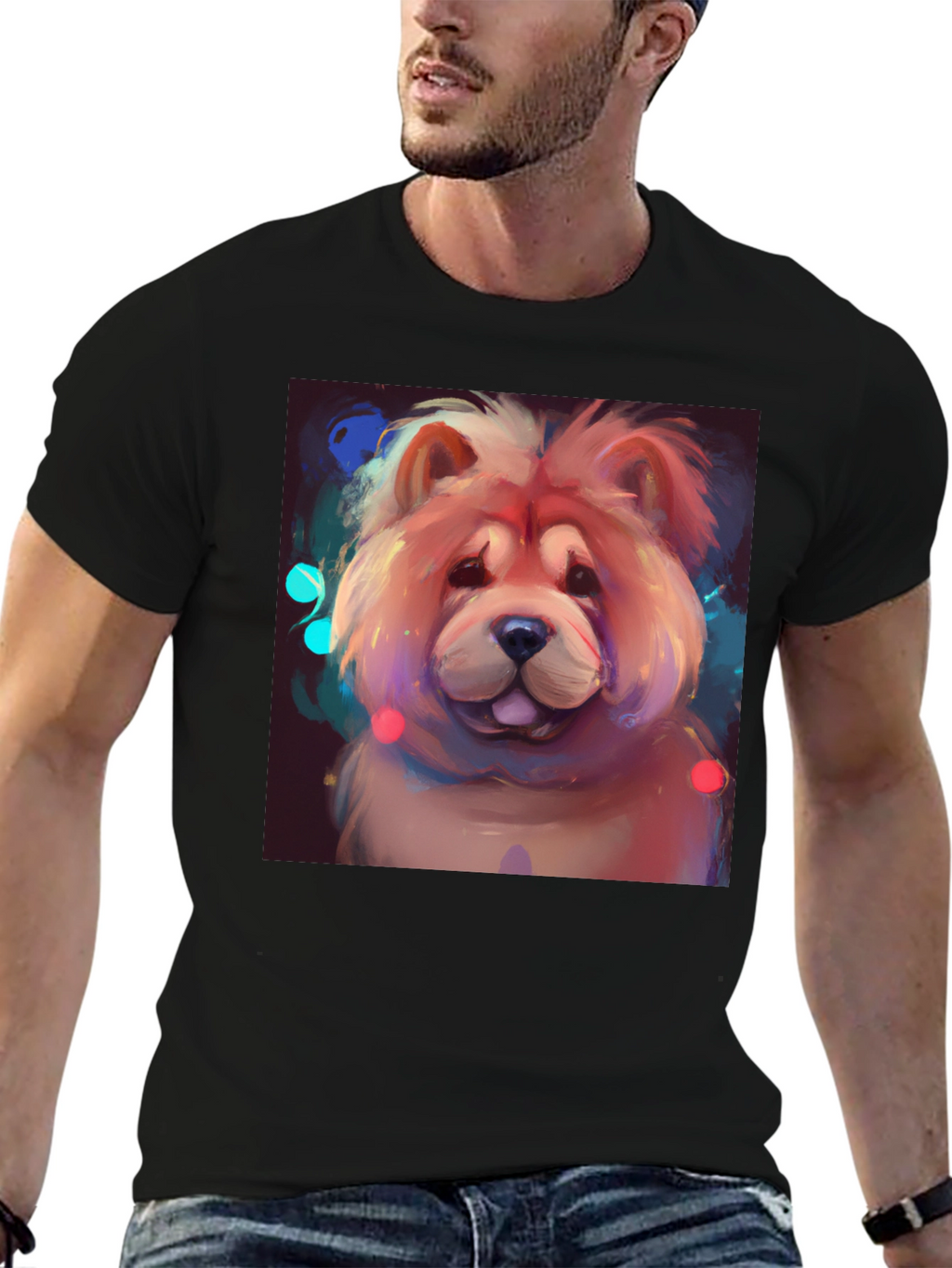 Cartoon Chow Chow Dog Graphic T-Shirt