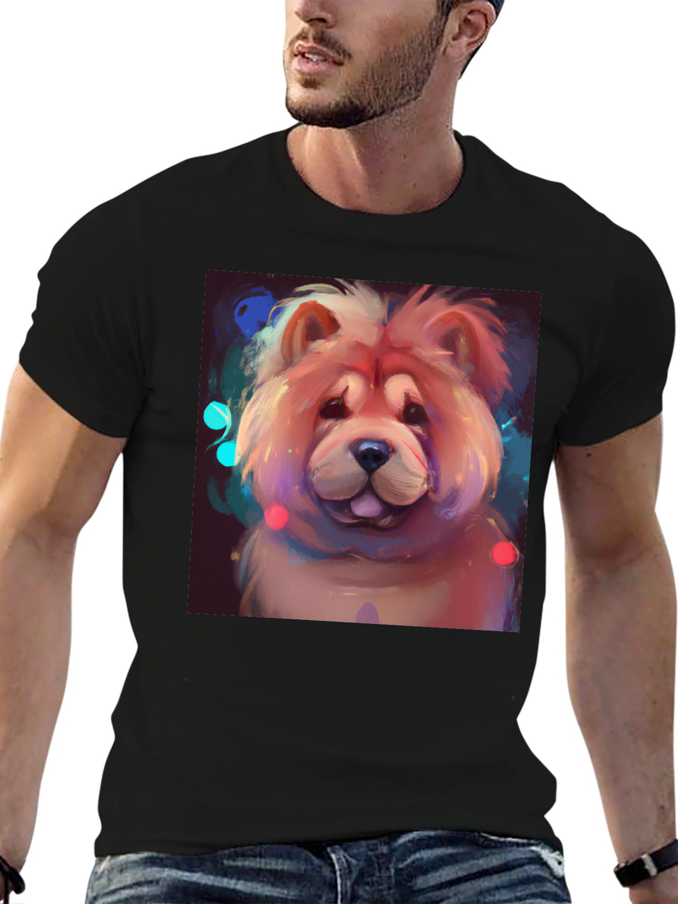Cartoon Chow Chow Dog Graphic T-Shirt