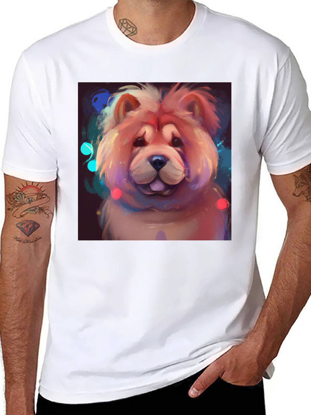 Cartoon Chow Chow Dog Graphic T-Shirt