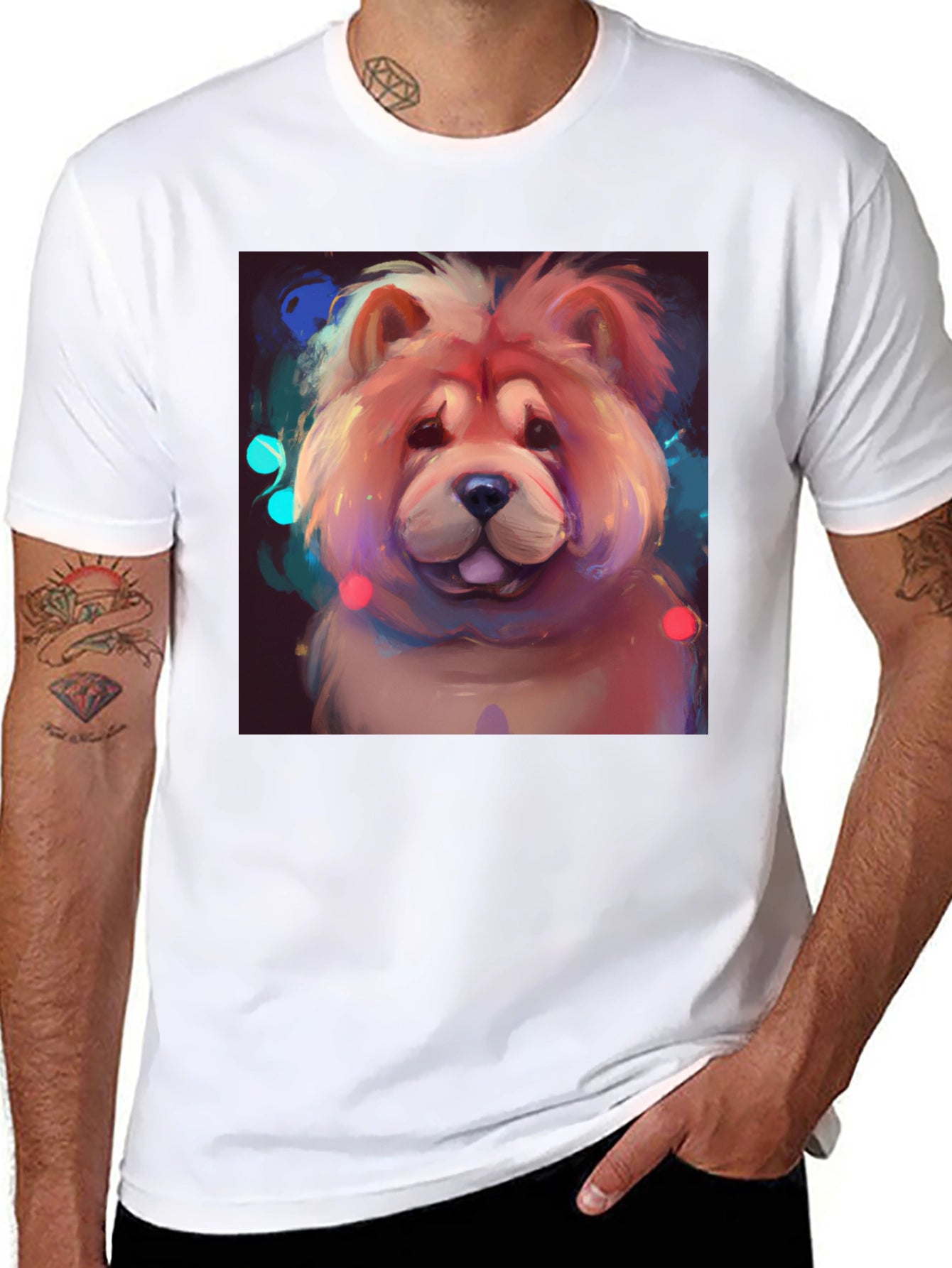 Cartoon Chow Chow Dog Graphic T-Shirt
